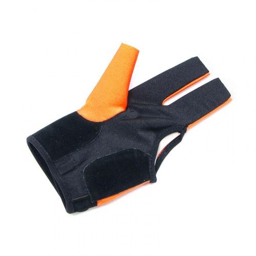 Перчатка бильярдная «K-1» (черно-оранжевая, вставка кожа)