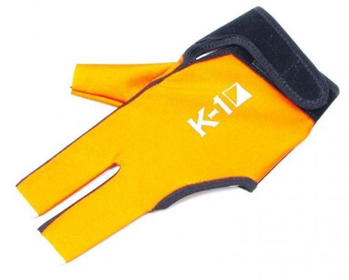 Перчатка бильярдная «K-1» (черно-оранжевая, вставка кожа)